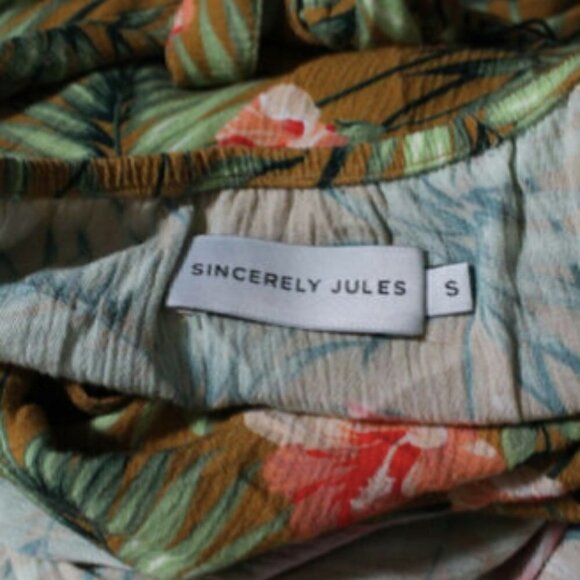 Sincerely Jules Sexy Tropical Palm Lightweight Gauze Midi Slit Summer Dress - Picture 10 of 11